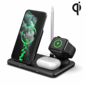 משטח משולב לטעינה אלחוטית מהירה QI עד 4 מכשירים במקביל