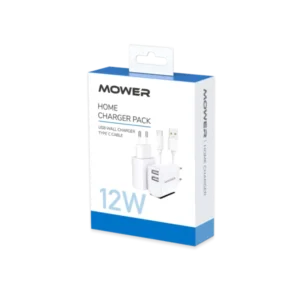 מטען בית USB A כפול קומפקטי ובטיחותי 12W כבל MOWER Type C 12