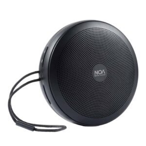 רמקול Bluetooth נייד NOA עגול שחור עם רצועת נשיאה