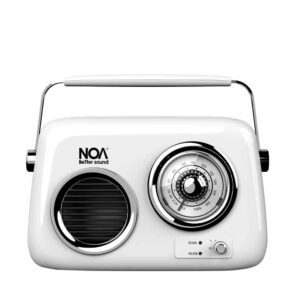 רדיו רטרו נייד NOA עם Bluetooth ו-FM/USB בעיצוב וינטג' לבן