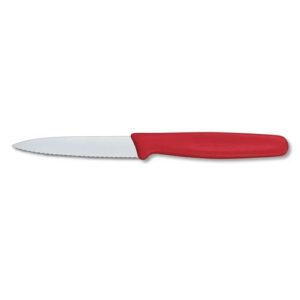 סכין מטבח משוננת Victorinox עם ידית אדומה