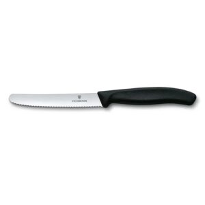 סכין ירקות משוננת Victorinox Swiss Classic ידית שחורה 11 ס"מ
